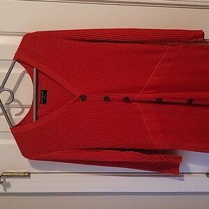 Prelove very nice Red 3/4 Sleeve VNeck dress button front dress size 22/24
